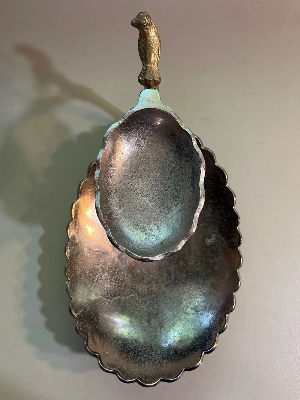 Silver-Tone Decorative Leaf Soap Dish and Spoon Set - Metallic Finish